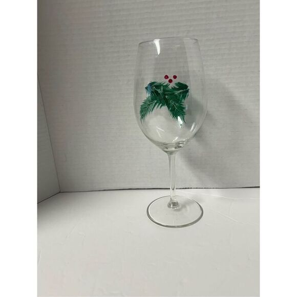 Hand painted Christmas wine glass - Picture 2 of 2